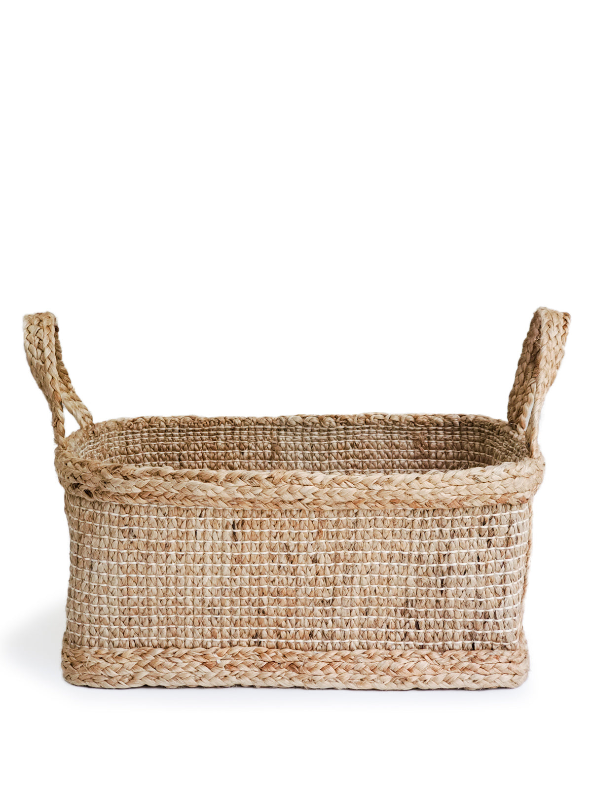 Bono Rectangular Jute Storage Basket | Handwoven Braided Jute