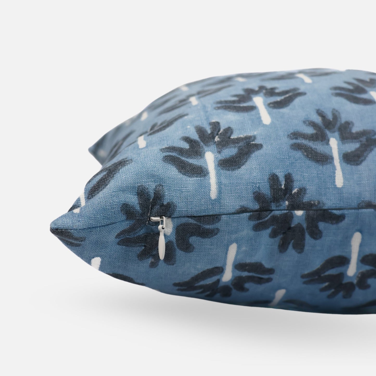 Zeenat Linen Throw Pillow Cover — Steel Blue