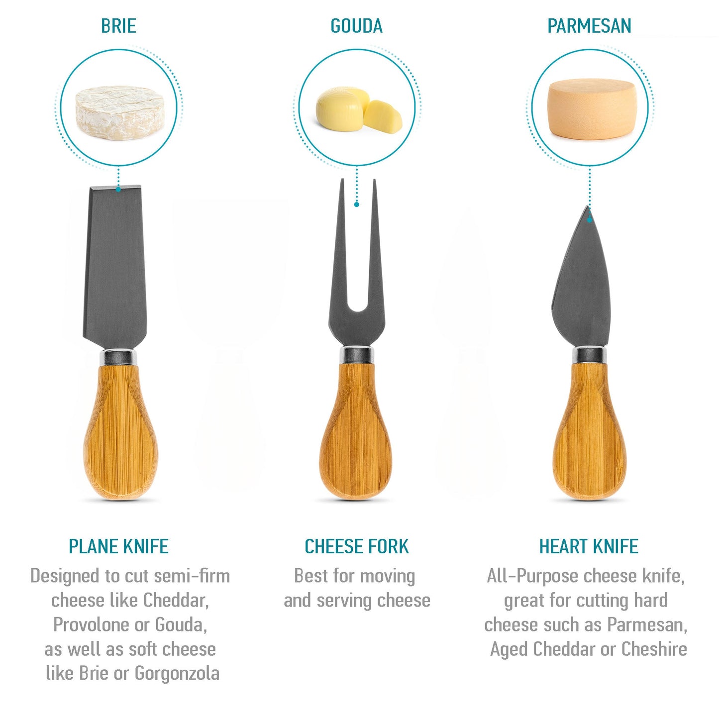 Bamboo Charcuterie Board & Knife Set | 14" Swivel Top with Slide-Out Drawer