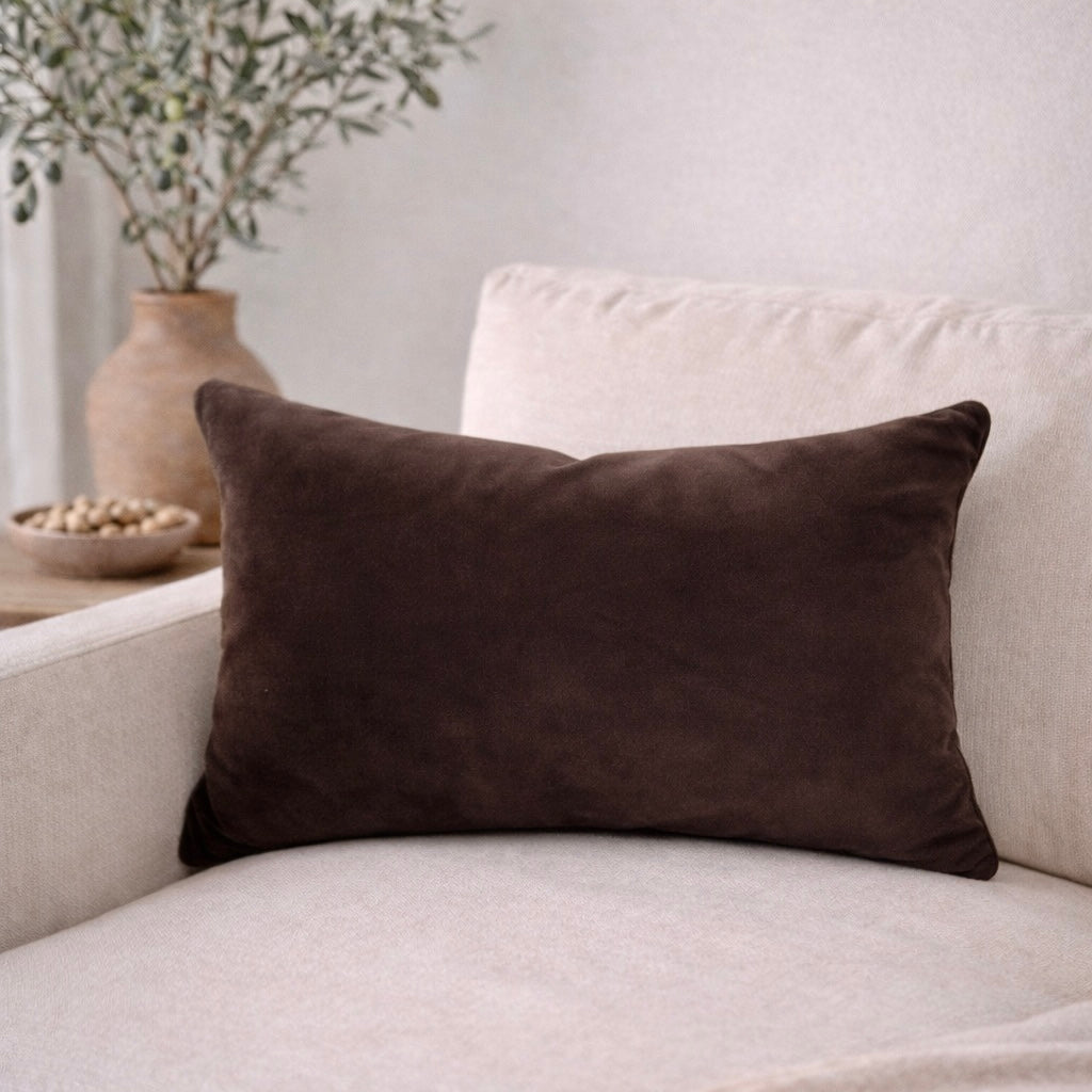Hardin Velvet Lumbar Pillow Cover — Chocolate