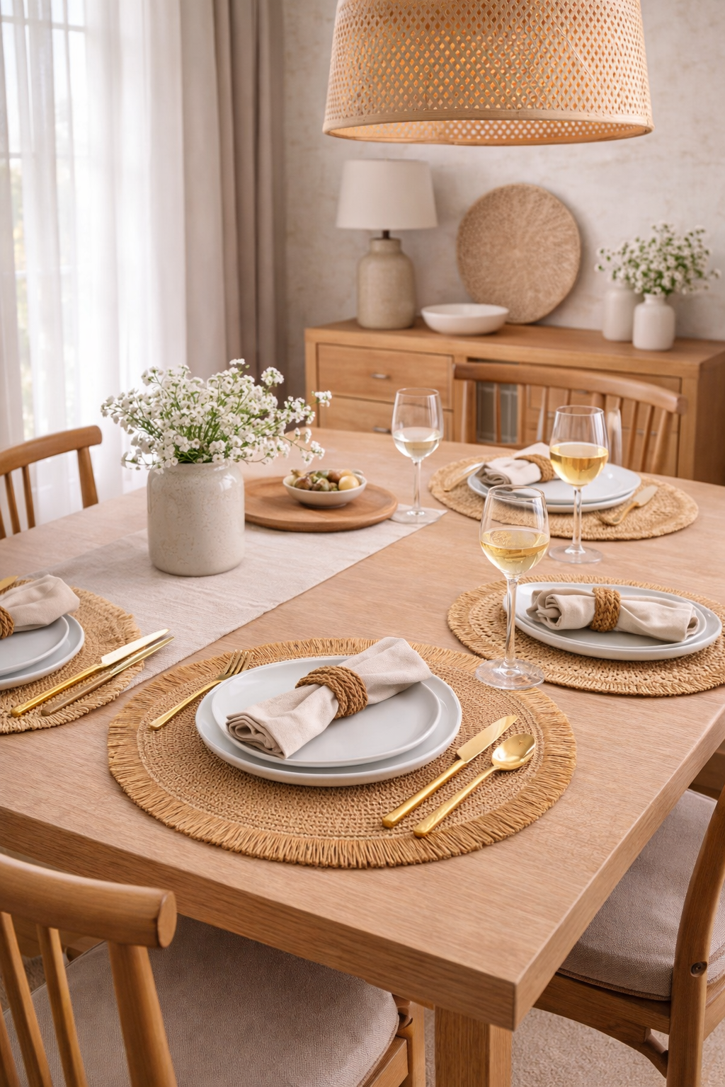 Santorini Straw Fringe Placemats — 15"