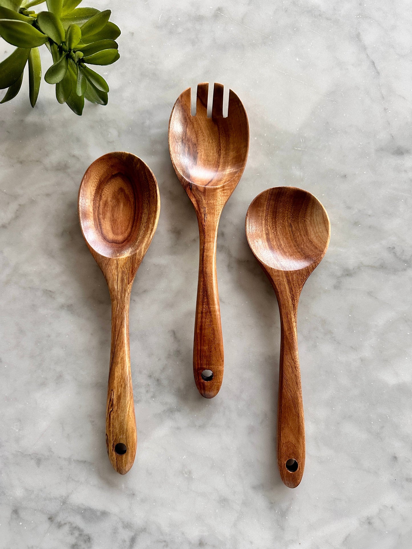 Tulum Teak Wood Salad Serving Set — 3 Piece