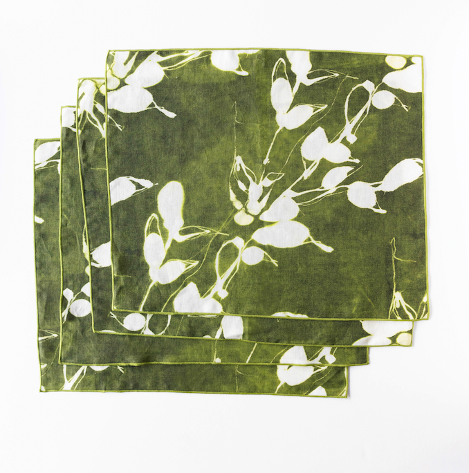 Porto Print Olive Linen Placemat