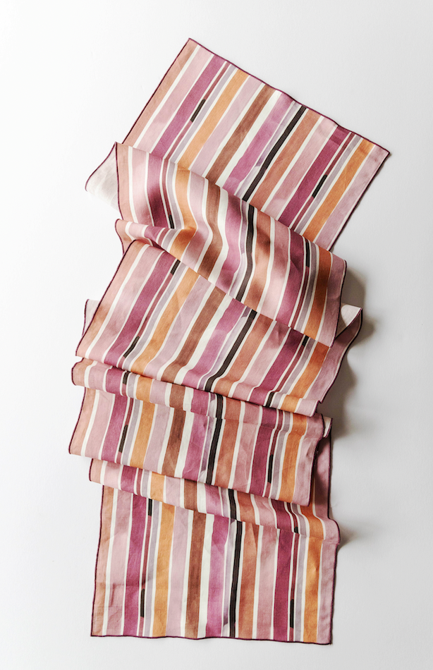 Lisbon Stripe Hand-Painted Linen Table Runner