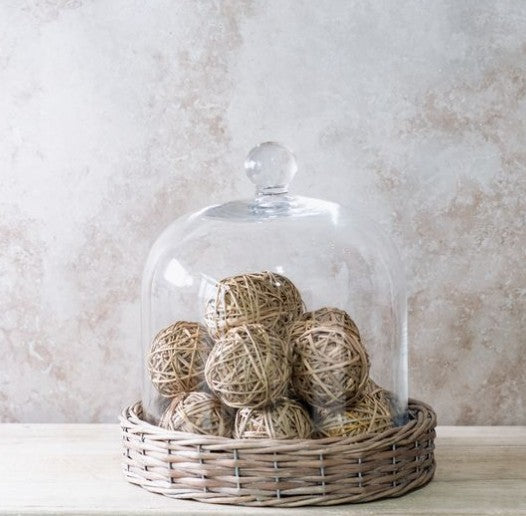 Glass Cloche with Willow Base