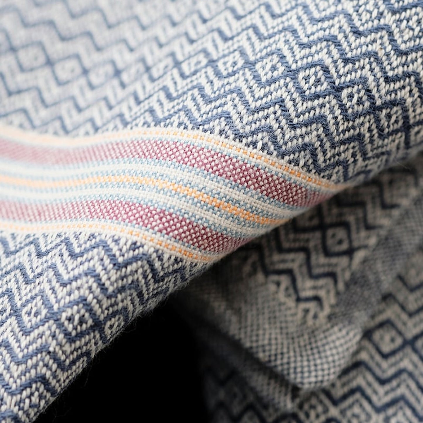 Close-up of patterned fabric with geometric design