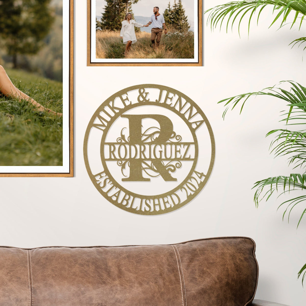 Split Letter Monogram | Personalized Metal Family Name Sign