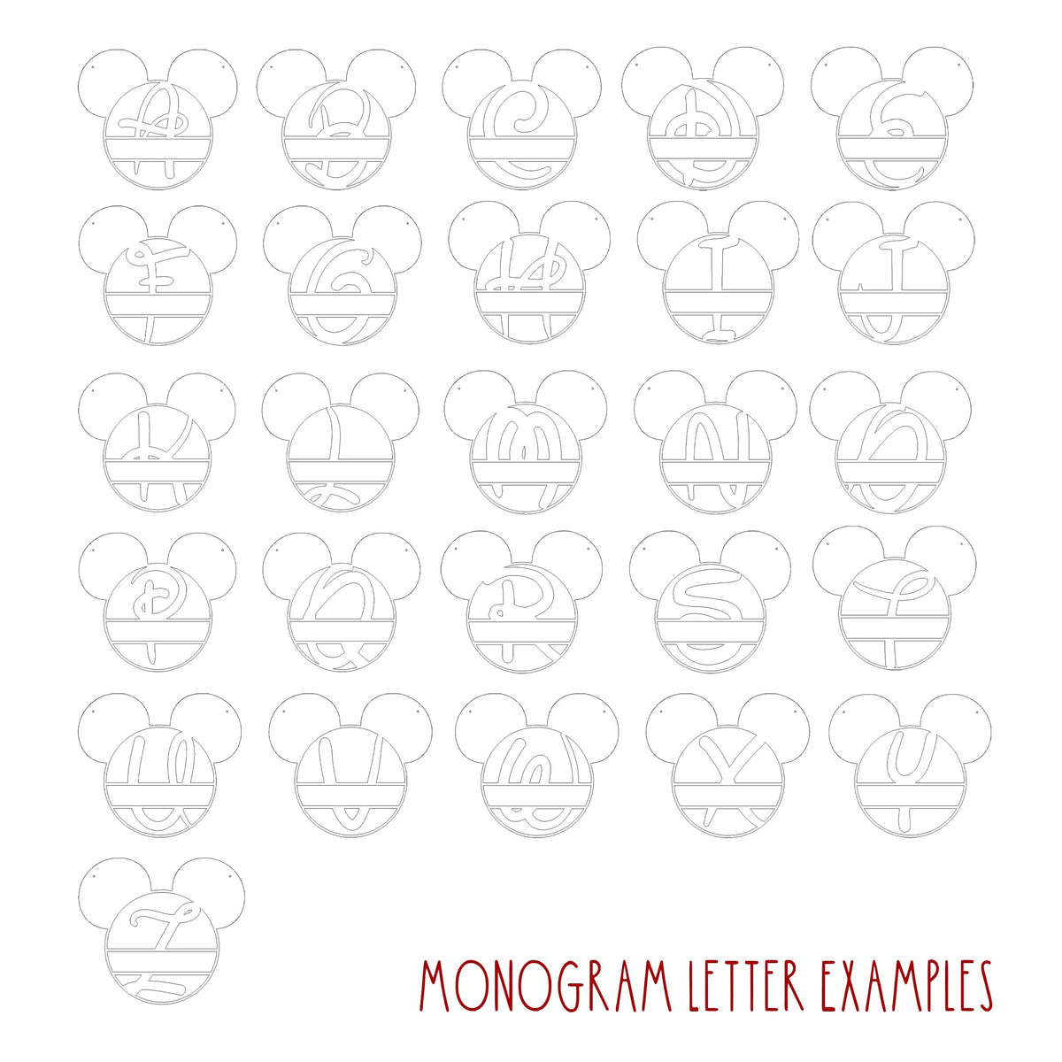 Mouse Ears & Castle Monogram | Personalized Kids Name Sign