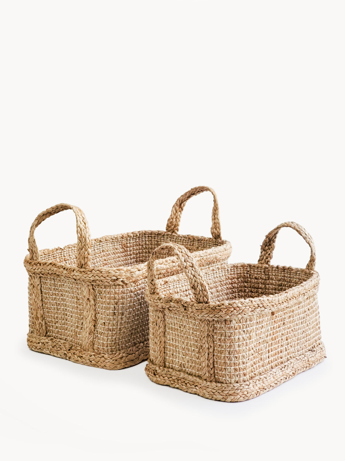Bono Rectangular Jute Storage Basket | Handwoven Braided Jute