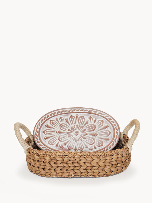 Terracotta Bread Warmer & Seagrass Basket – Flower | Fair Trade Handmade