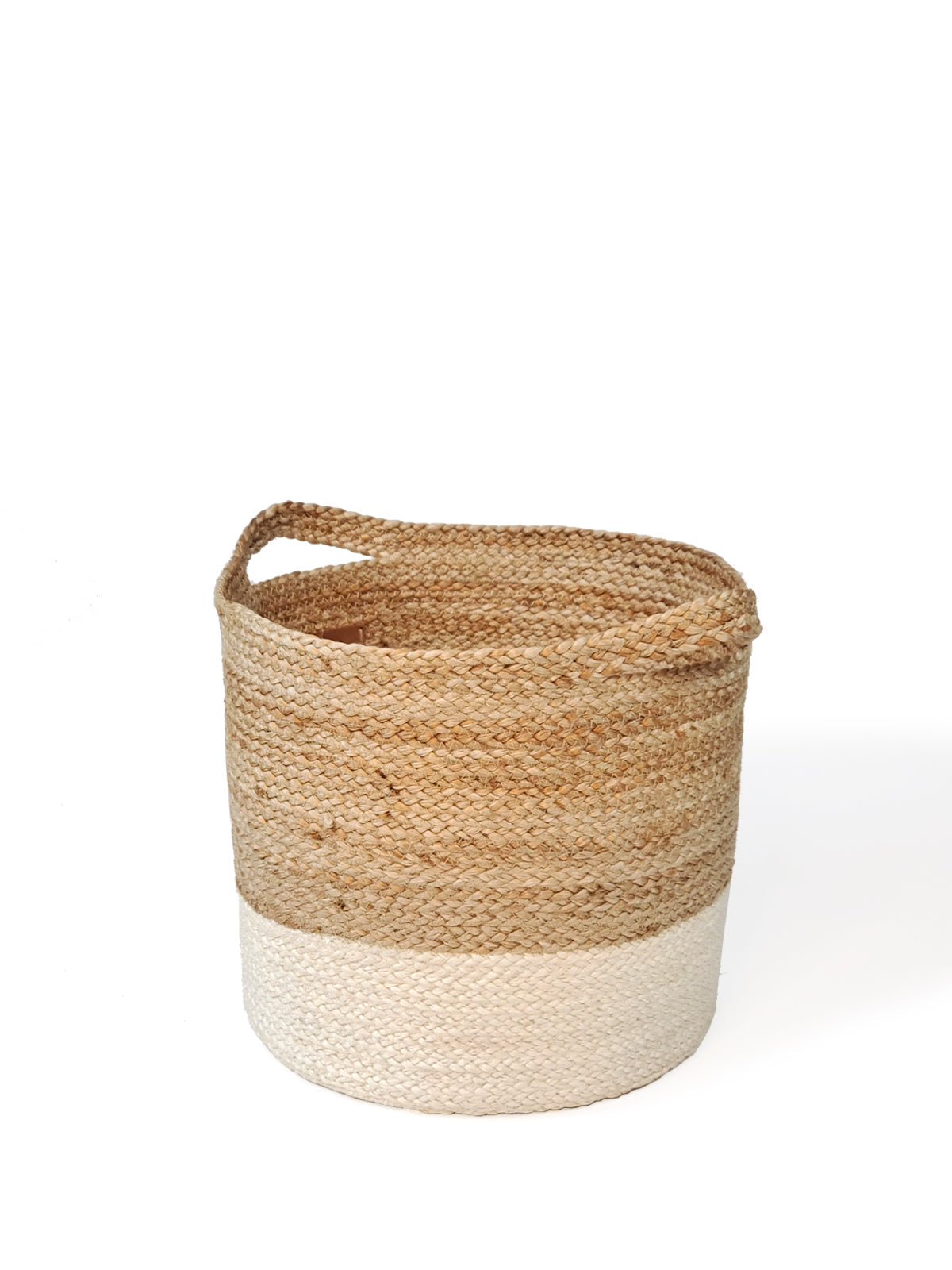 Kata Colorblock Jute Basket | Handwoven Natural & White Storage