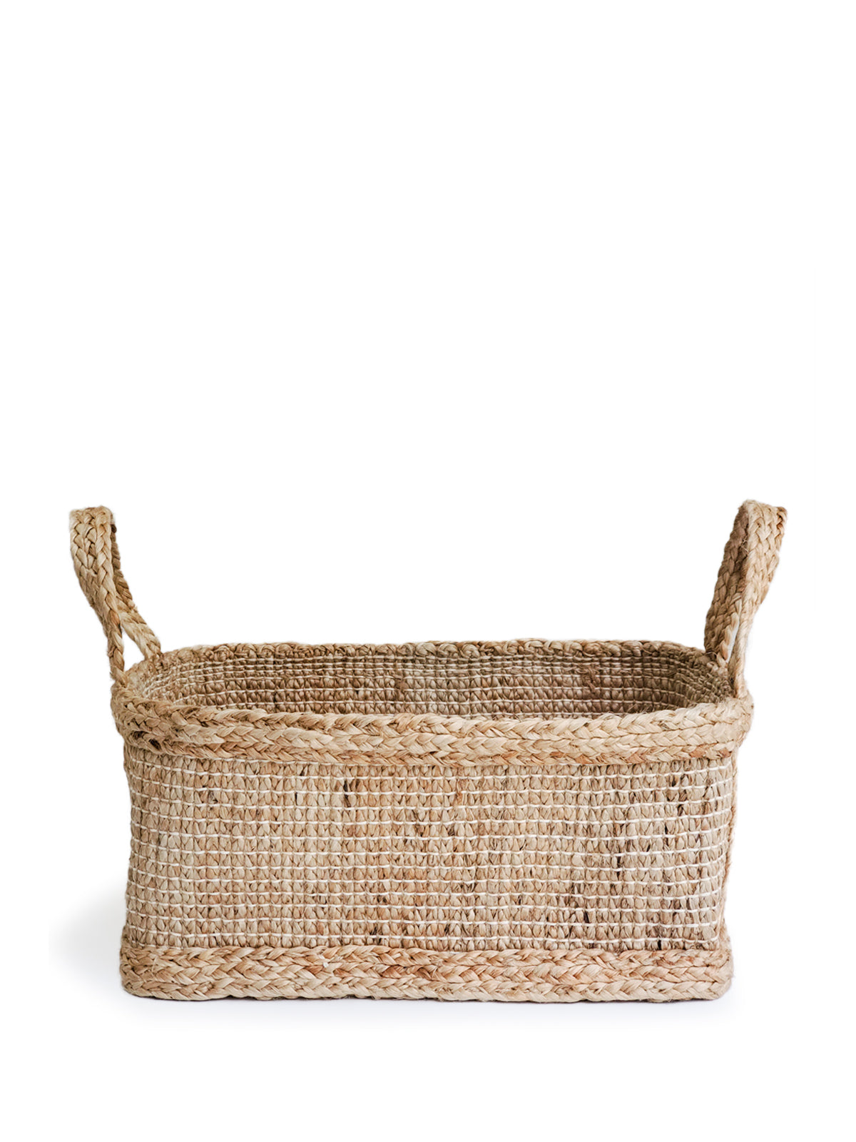 Bono Rectangular Jute Storage Basket | Handwoven Braided Jute