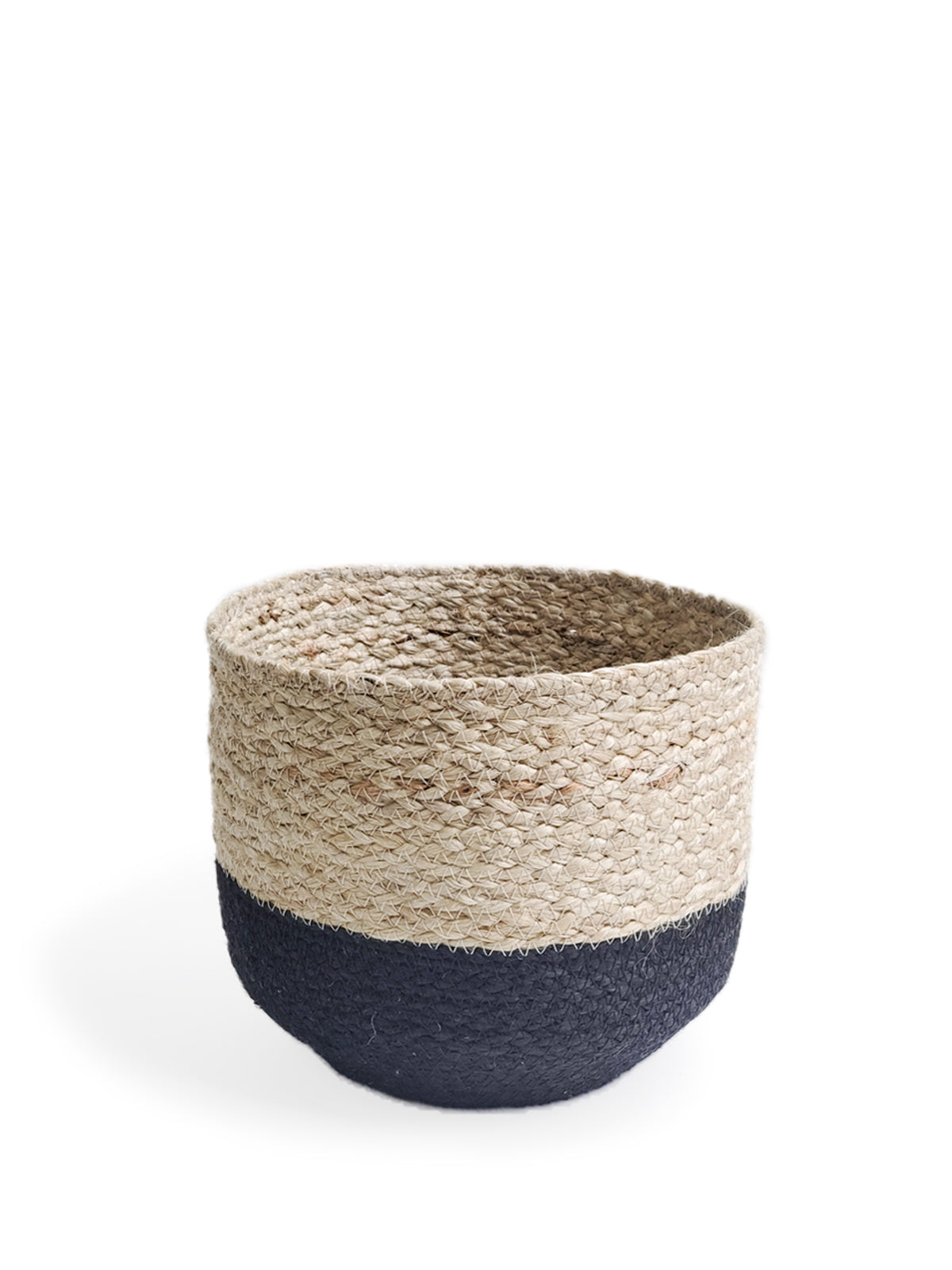 Naiya Jute Bin | Handwoven Natural Storage with Black Accent