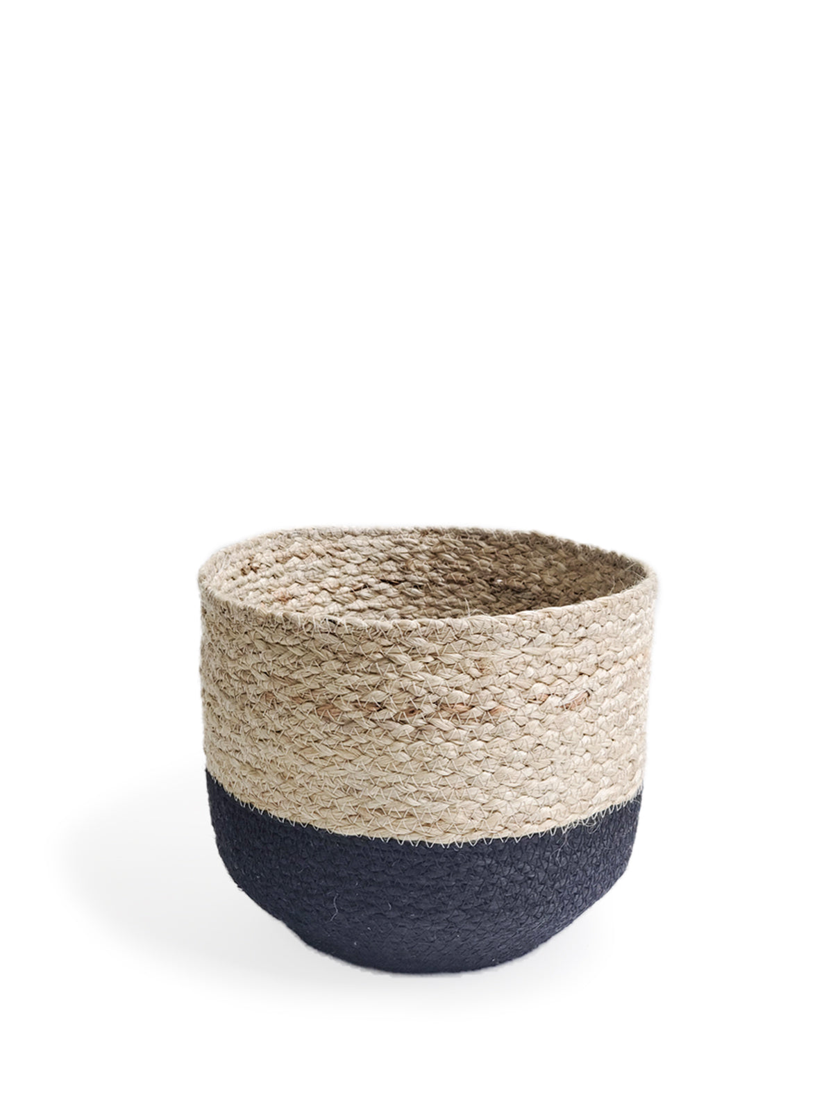 Naiya Jute Bin | Handwoven Natural Storage with Black Accent