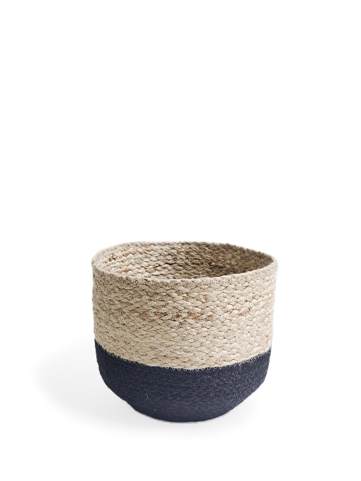 Naiya Jute Bin | Handwoven Natural Storage with Black Accent