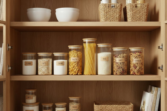 Glass Pantry Storage Jars with Airtight Bamboo Lids – Set of 6