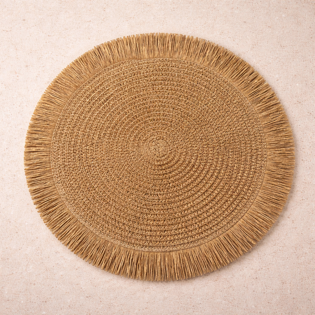 Santorini Straw Fringe Placemats — 15"