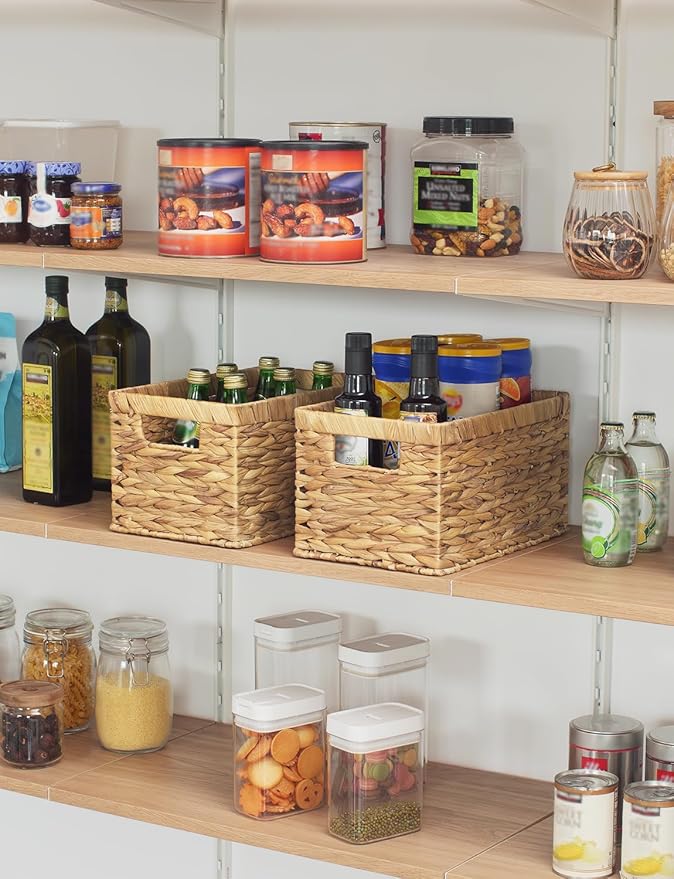Water Hyacinth Storage Baskets with Handles | Set of 2 Medium