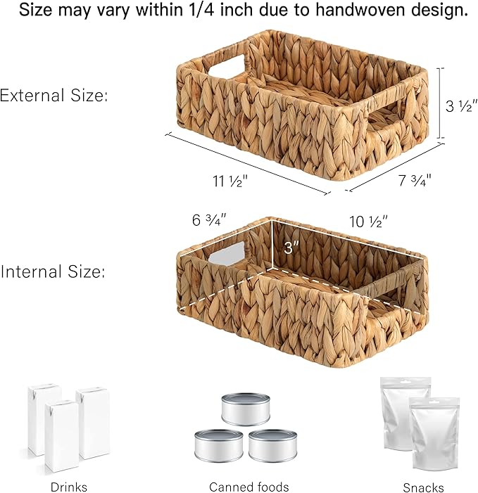 Water Hyacinth Storage Baskets | Set of 2 Small