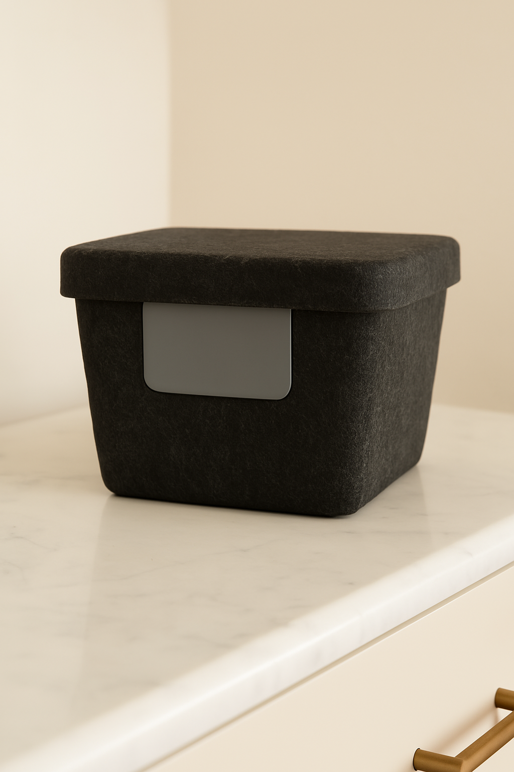 Sculpted Petite Storage Bin with Lid (3-Pack) – Minimal Felt Organizer