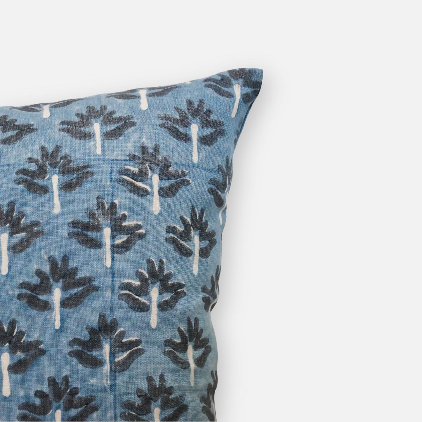 Zeenat Linen Throw Pillow Cover — Steel Blue