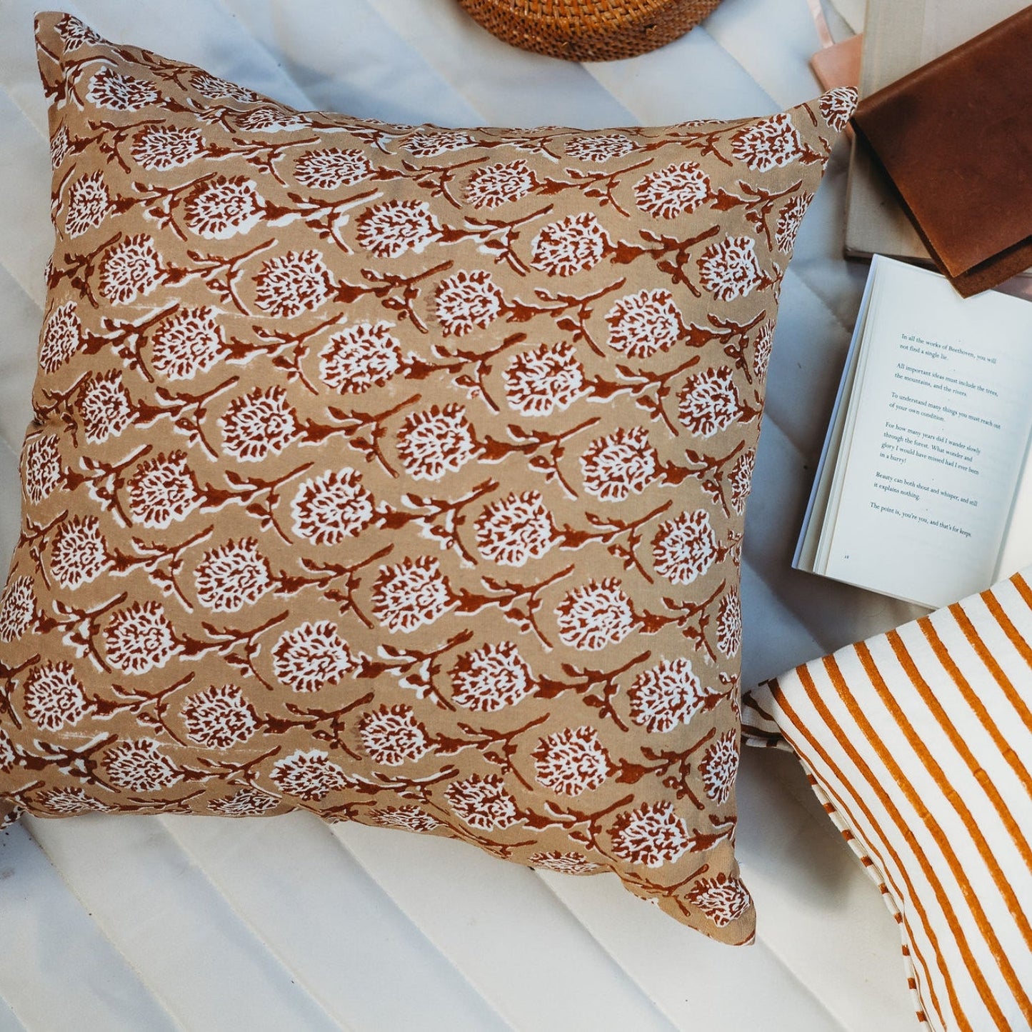 Nikhar Linen Throw Pillow Cover — Chai Brown