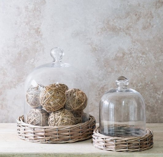 Glass Cloche with Willow Base