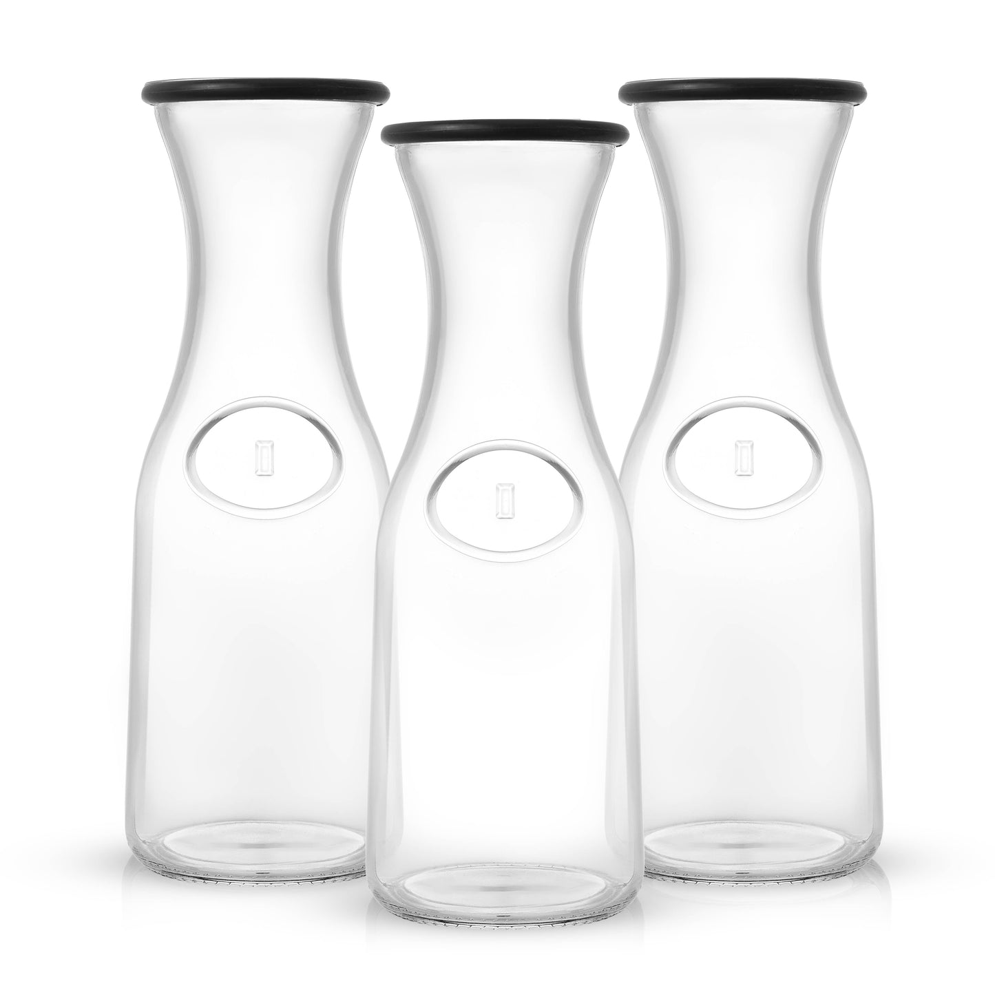 JoyJolt Hali Glass Carafe Set – 35oz (Set of 3) with Lids