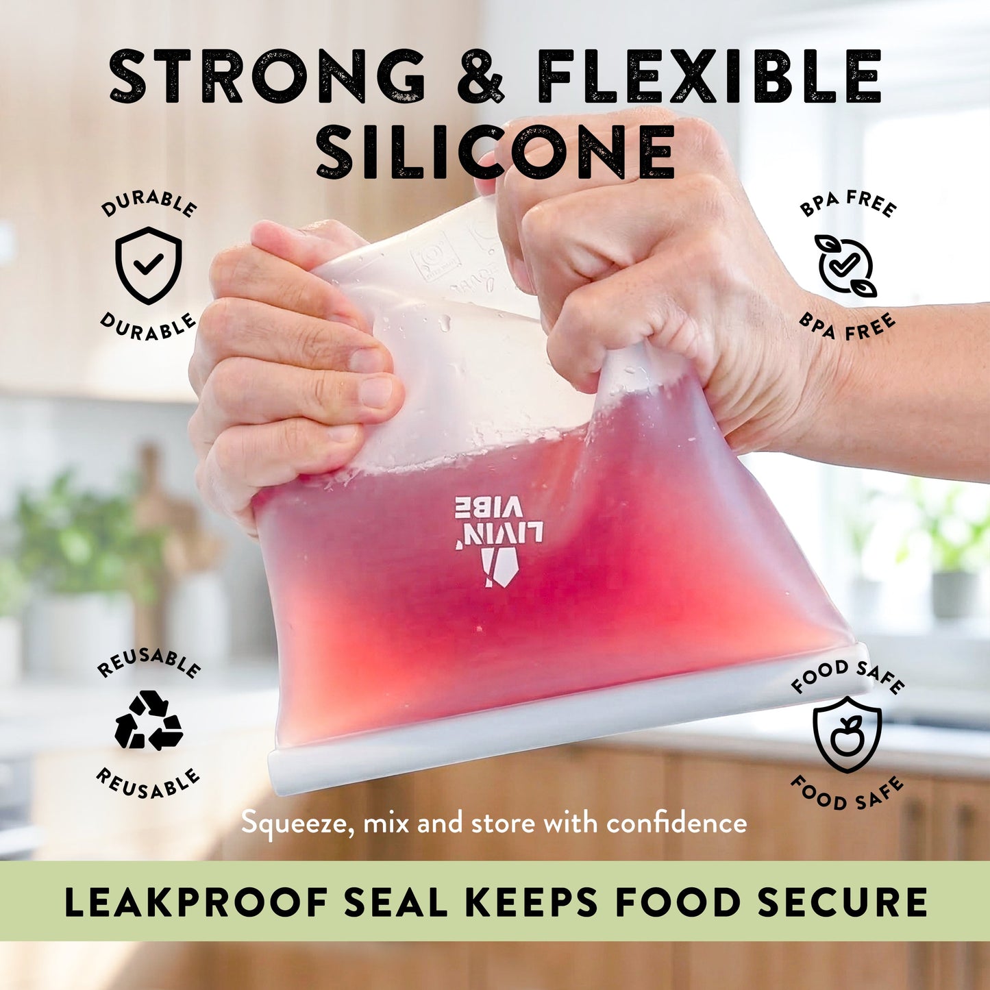 Reusable Silicone Food Storage Bags | Set of 4 (4 Sizes)
