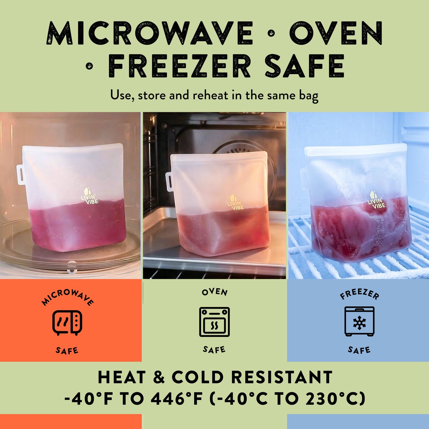 Reusable Silicone Food Storage Bags | Set of 4 (4 Sizes)