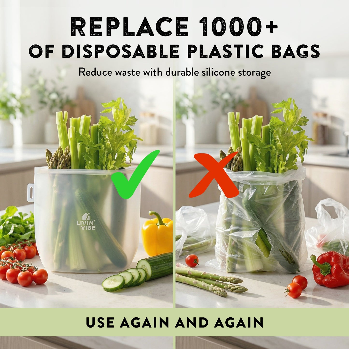 Reusable Silicone Food Storage Bags | Set of 4 (4 Sizes)