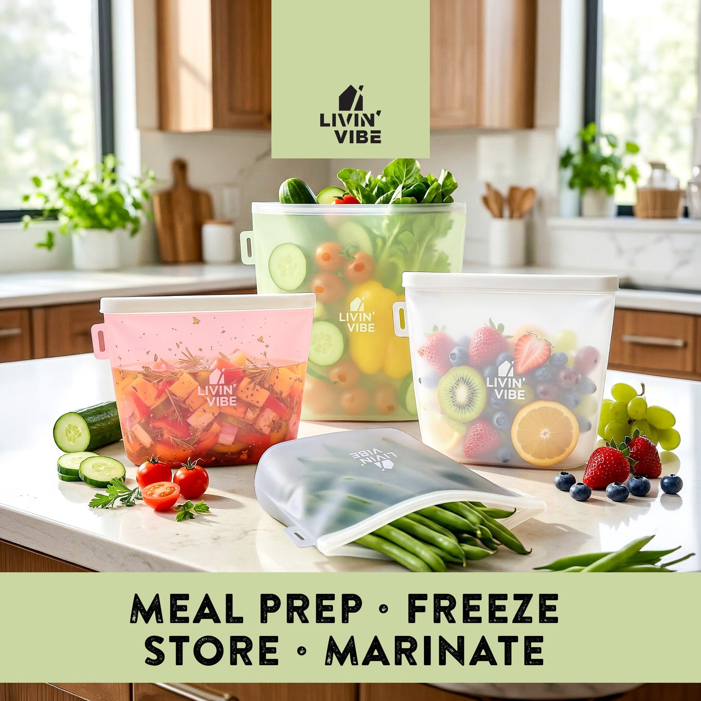 Reusable Silicone Food Storage Bags | Set of 4 (4 Sizes)