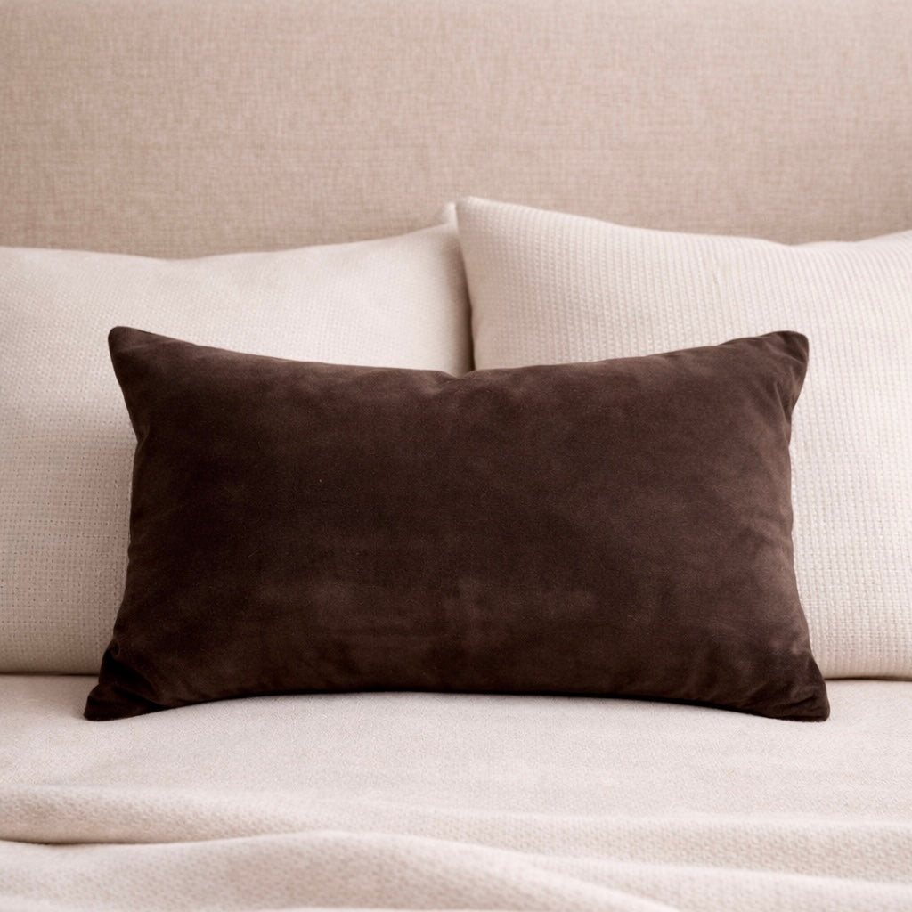 Hardin Velvet Lumbar Pillow Cover — Chocolate
