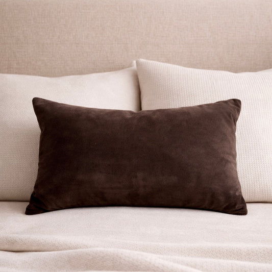 Hardin Velvet Lumbar Pillow Cover — Chocolate