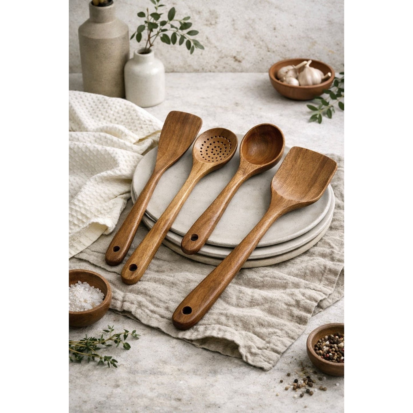 Nosara Teak Wood Kitchen Utensil Set — 4 Piece