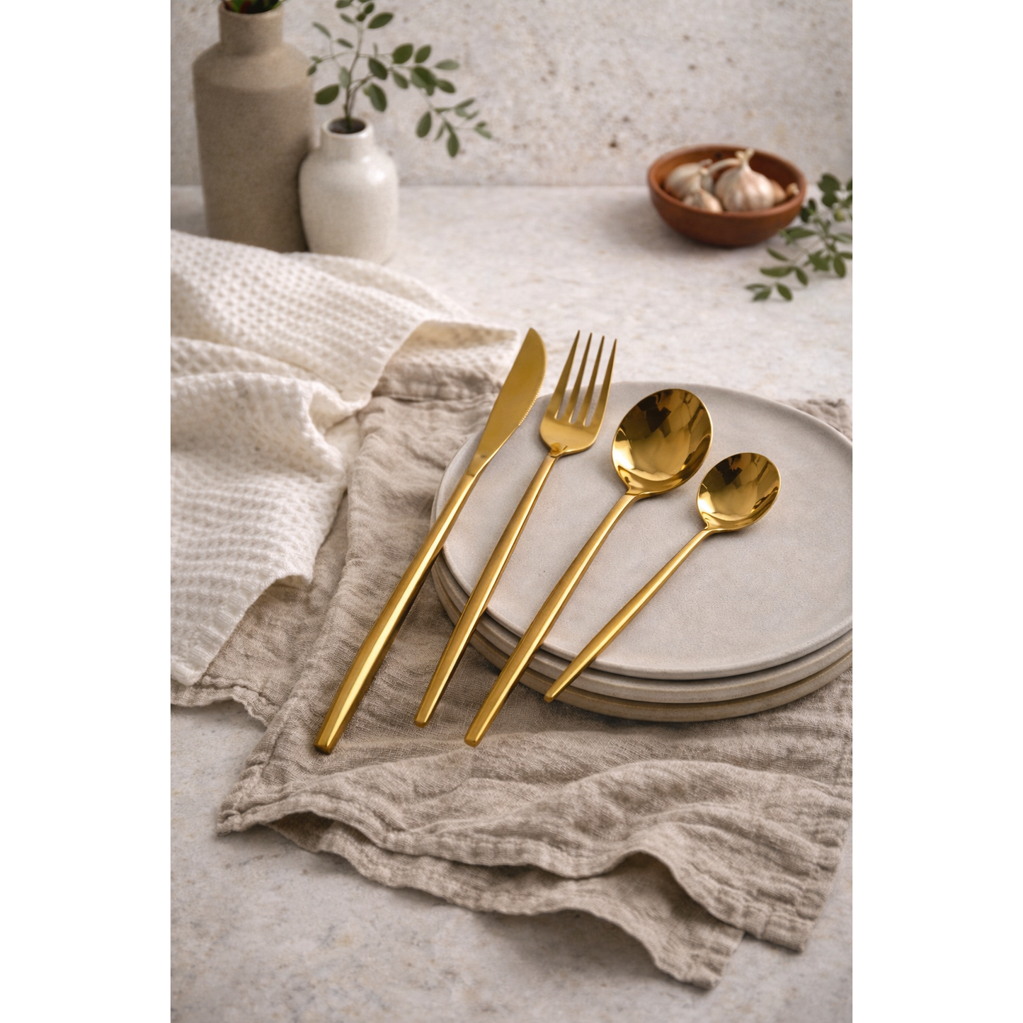 Monaco Gold Flatware Set — 16 Piece