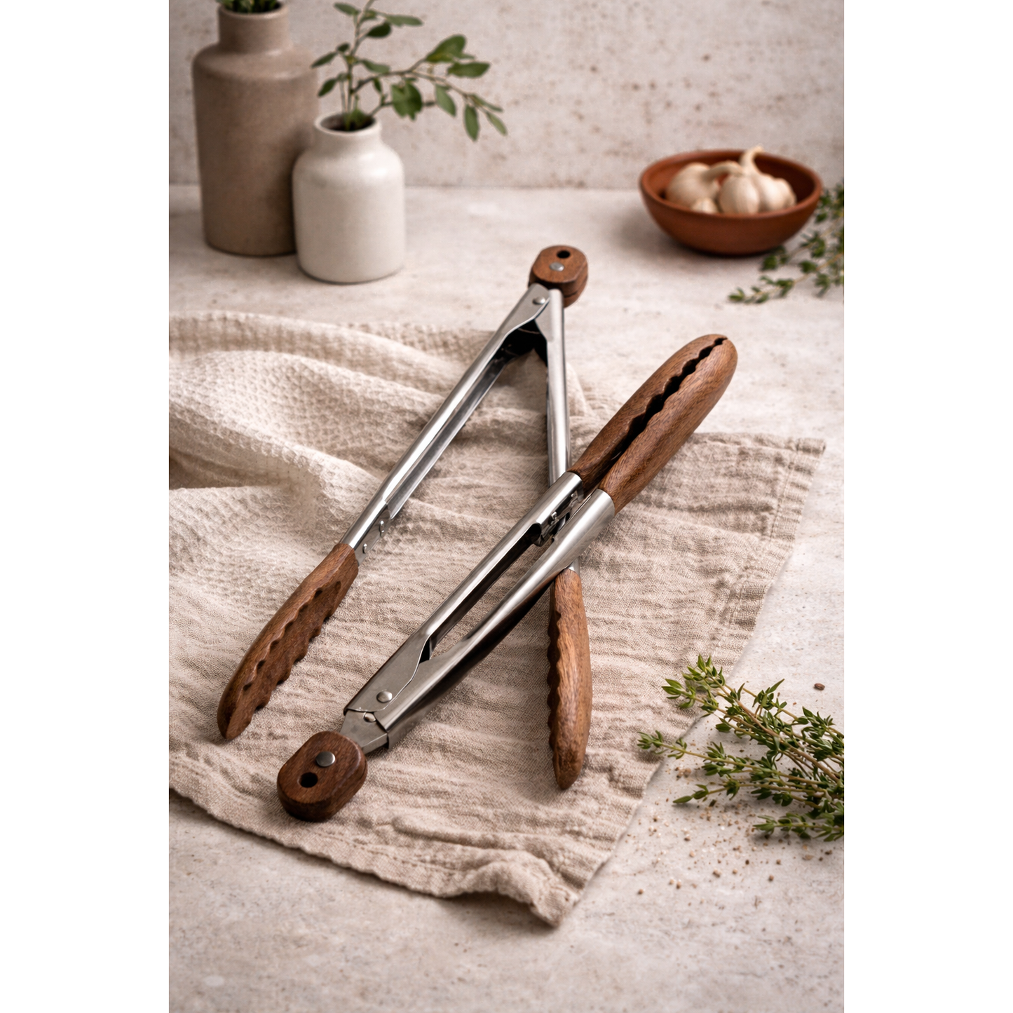 Carmel Acacia Wood Kitchen Tongs — Set of 2