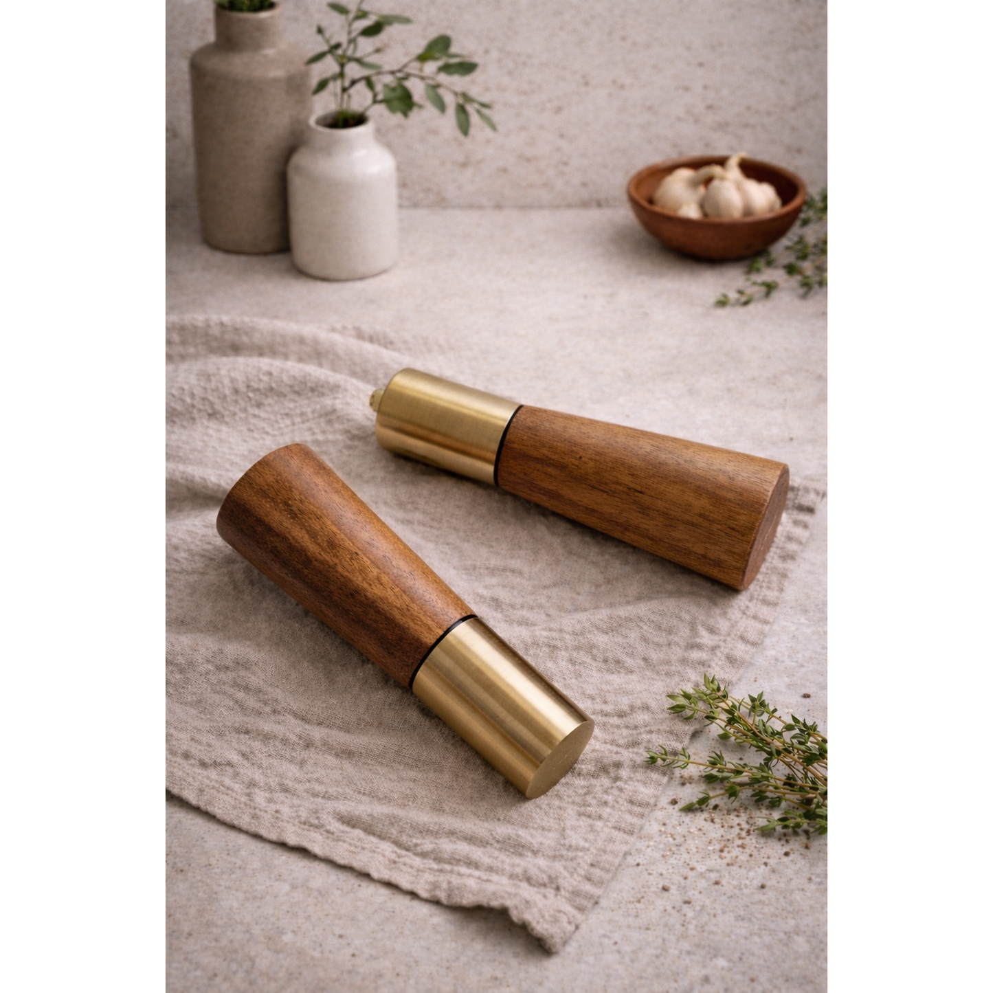 Portofino Acacia Wood Salt & Pepper Grinder Set