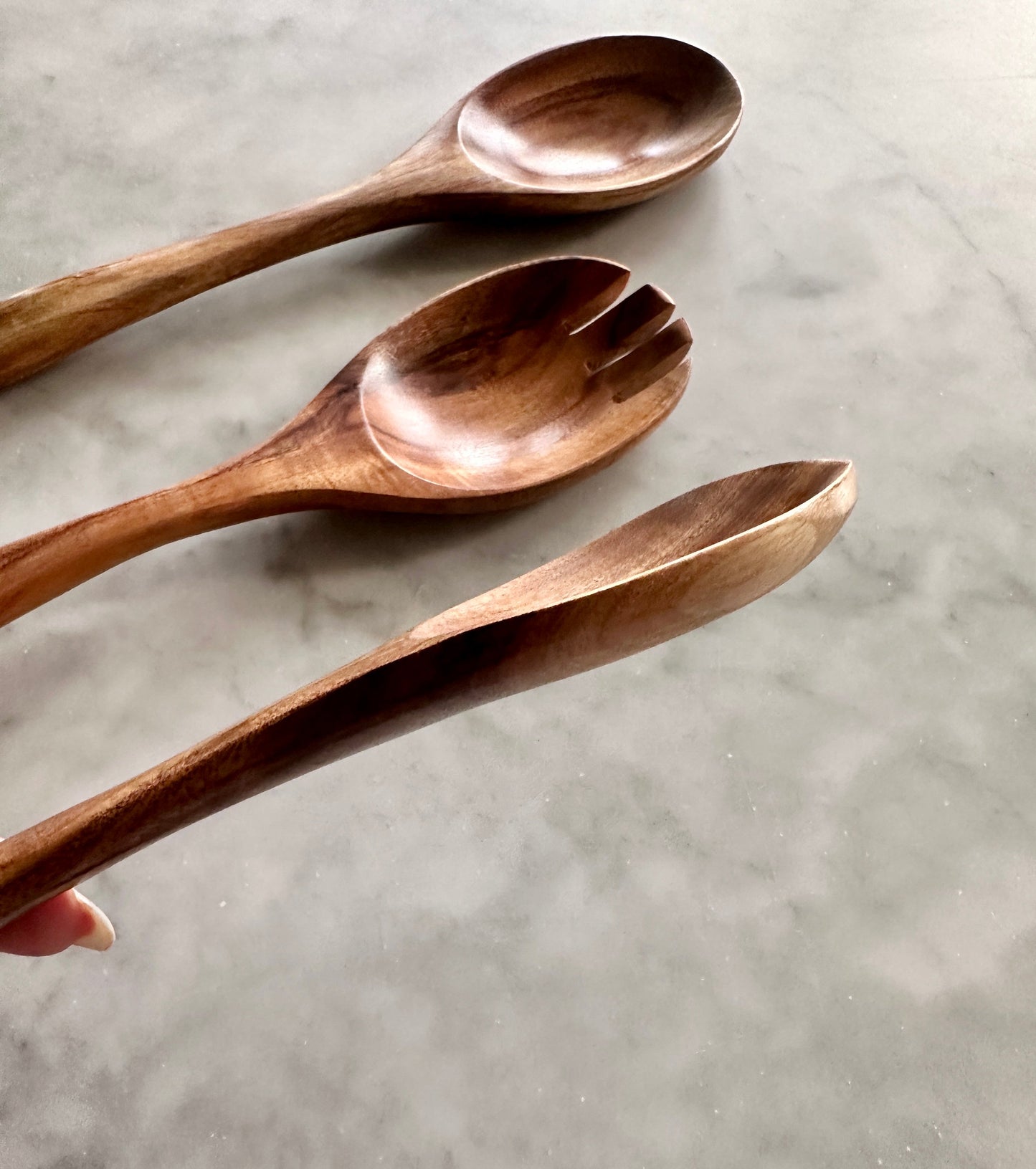 Tulum Teak Wood Salad Serving Set — 3 Piece
