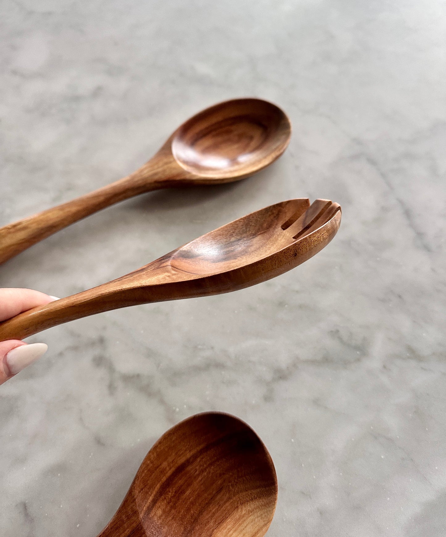 Tulum Teak Wood Salad Serving Set — 3 Piece