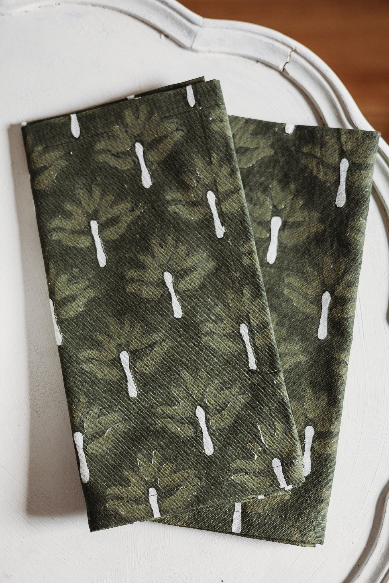 Zeenat Linen Napkins — Chive, Set of 2