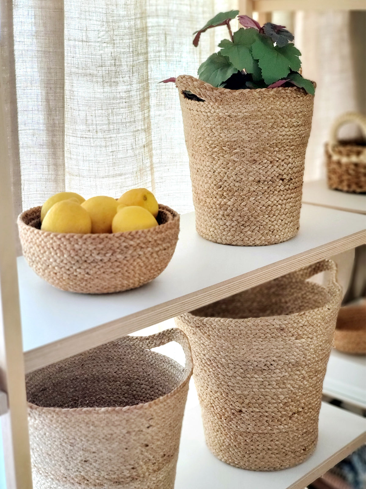 Kata Jute Basket with Slit Handle | Handwoven Natural Storage
