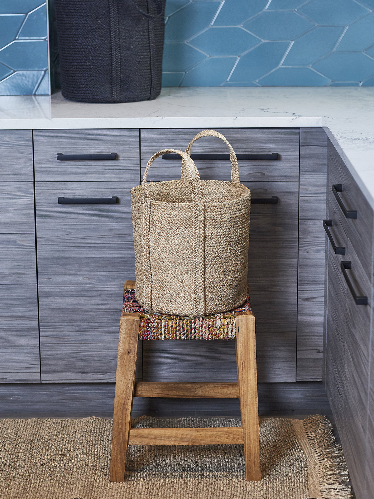 Kata Jute Basket with Handle | Handwoven Natural Storage