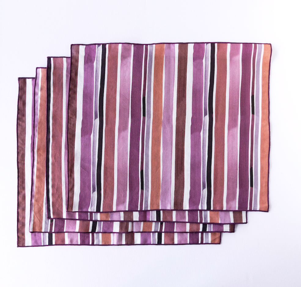 Lisbon Stripe Hand-Painted Linen Placemat