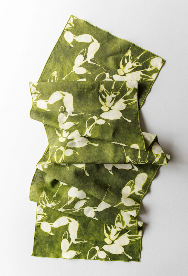 Porto Print Olive Linen Table Runner