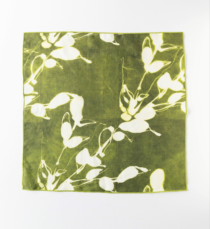 Porto Print Linen Dinner Napkin in Olive