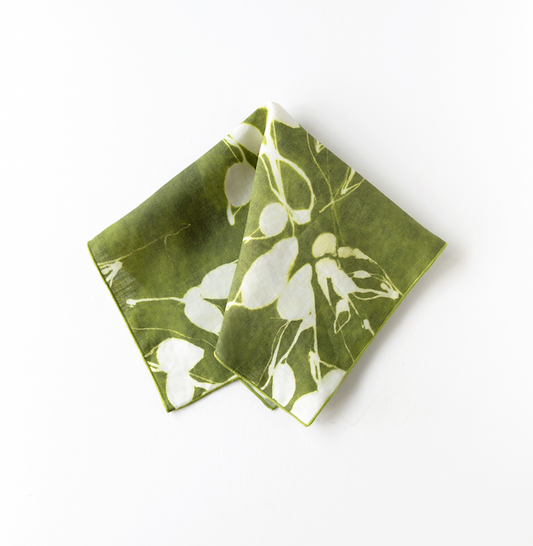 Porto Print Linen Dinner Napkin in Olive