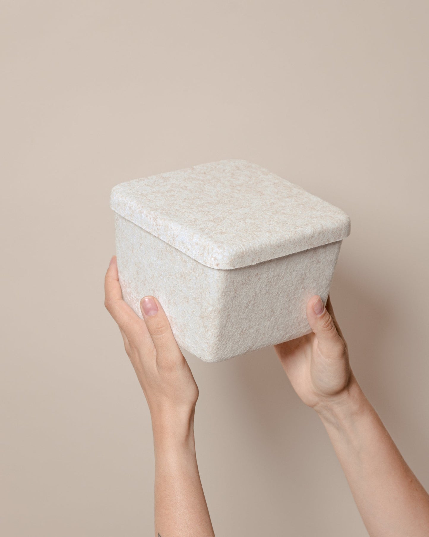Sculpted Petite Storage Bin with Lid (3-Pack) – Minimal Felt Organizer