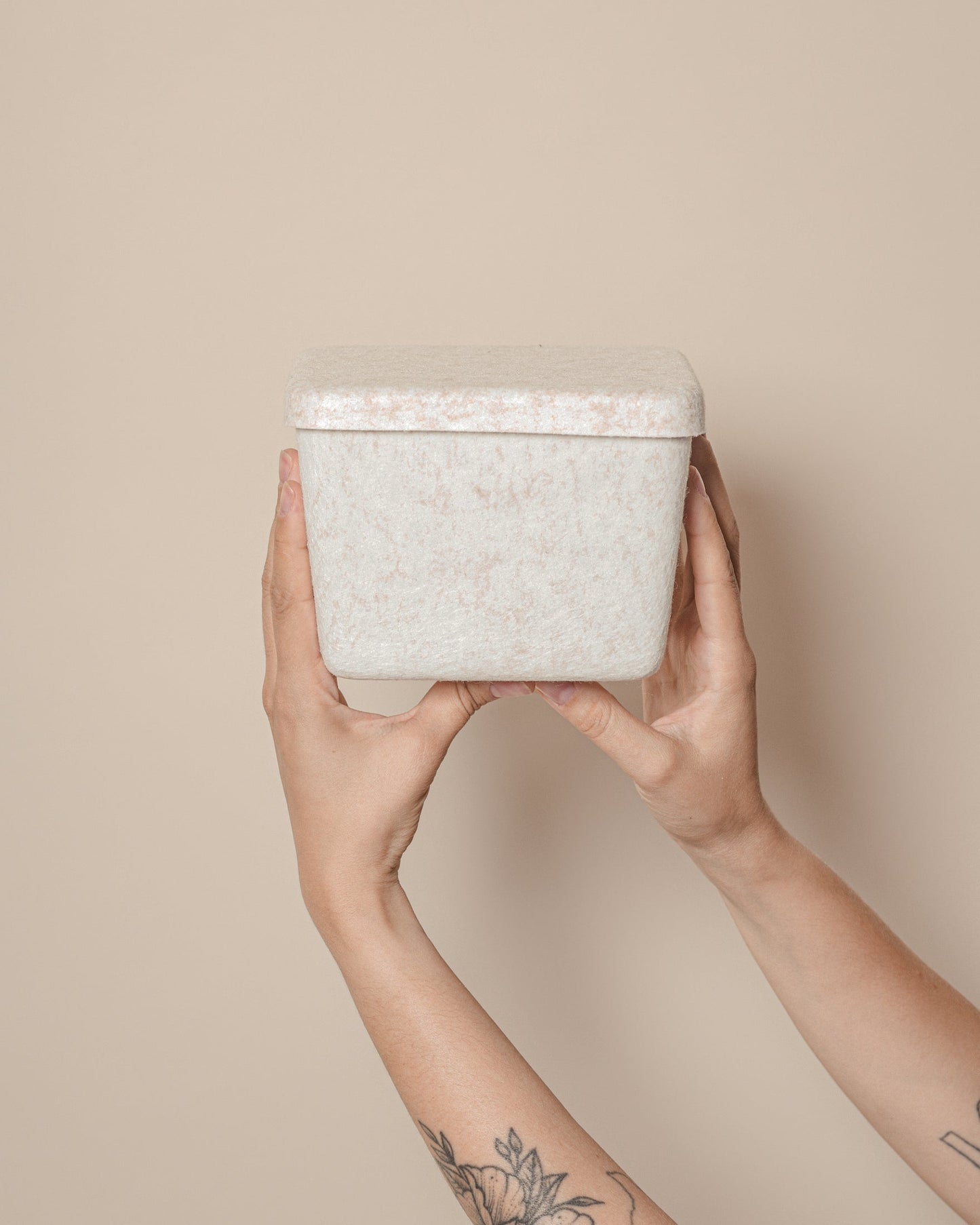 Sculpted Petite Storage Bin with Lid (3-Pack) – Minimal Felt Organizer
