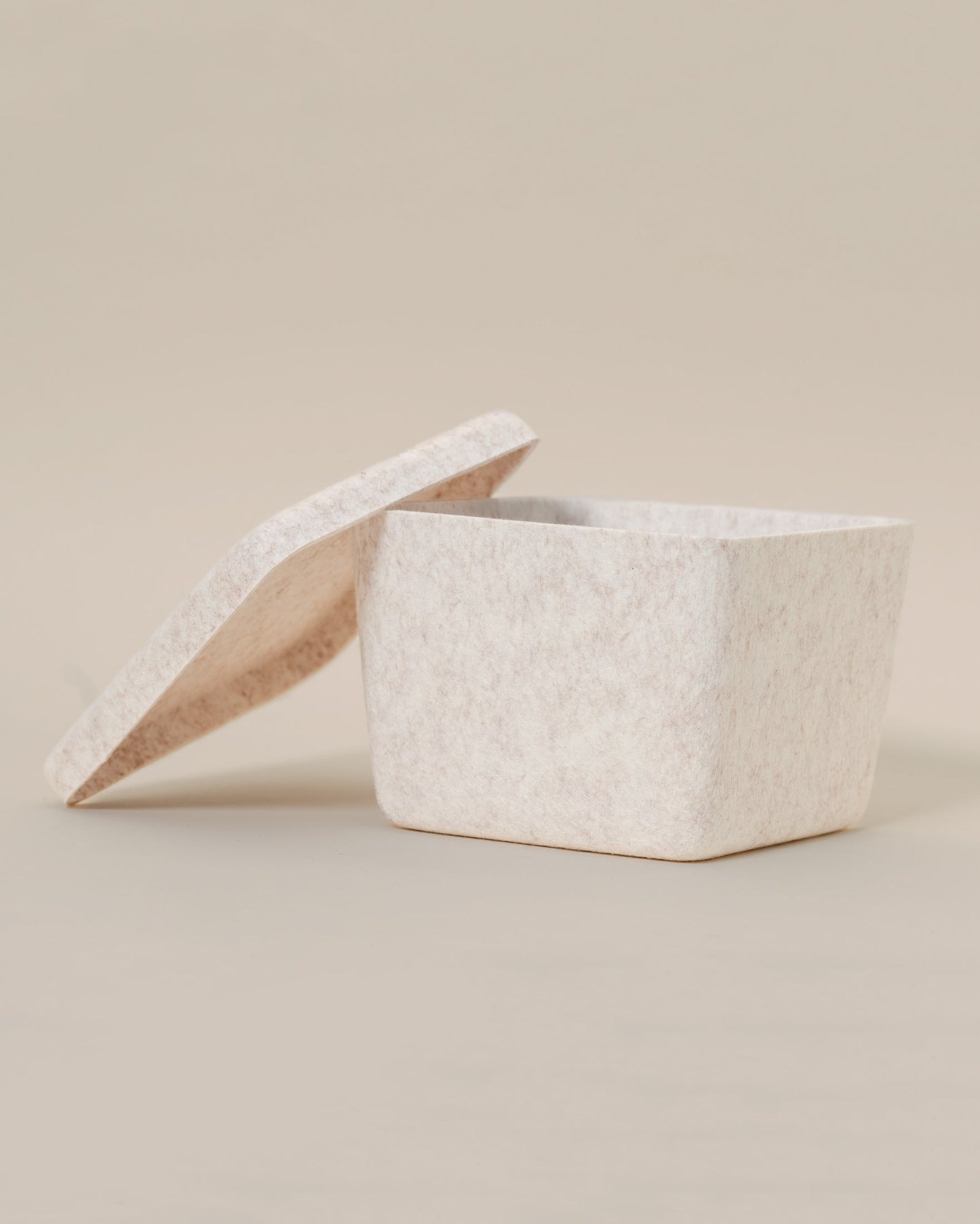 Sculpted Petite Storage Bin with Lid (3-Pack) – Minimal Felt Organizer
